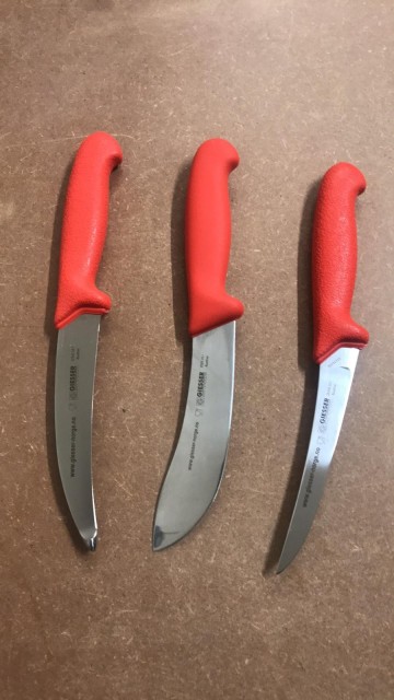 Kulekniv, flåkniv og utbeiningskniv
